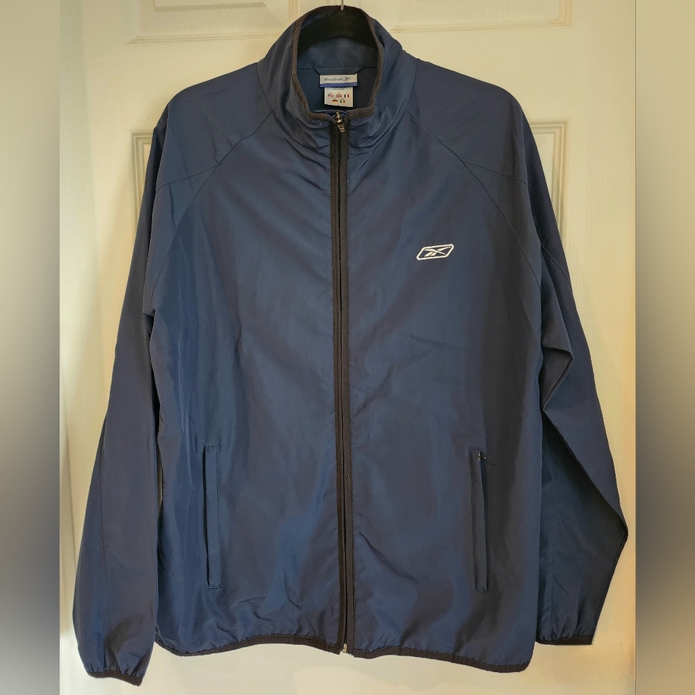 Vintage Reebok Windbreaker Full Zip Men's Medium Navy Blue Jacket